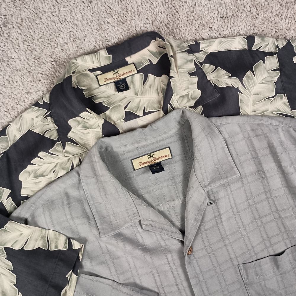(Lot Of 2) Tommy Bahama Medium 100% Silk Camp Shirts Mens